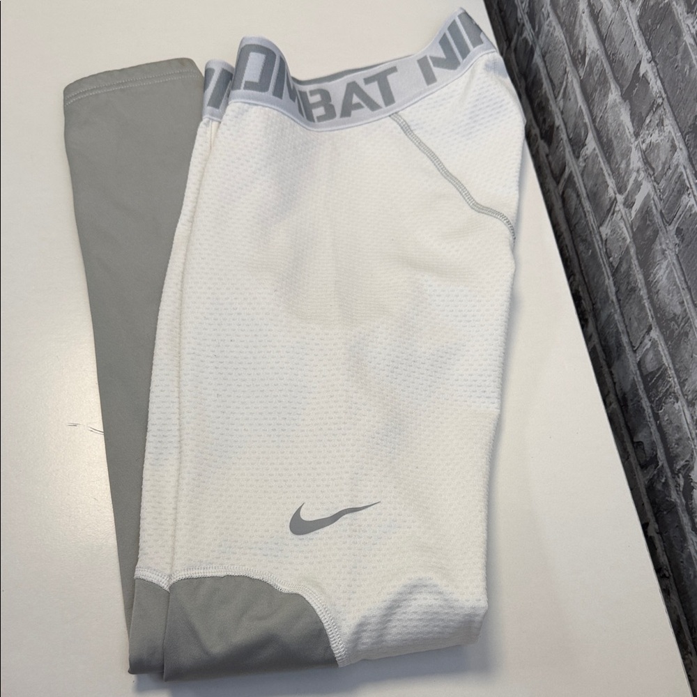 Nike Combat White and Gray Athletic Tights